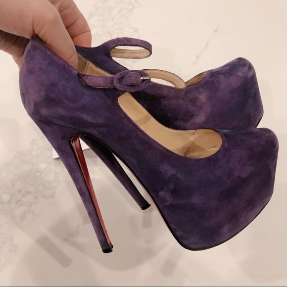 Christian Louboutin Purple Suede Daffodile Mary Jane Platform Pumps SZ 36 - Picture 9 of 17